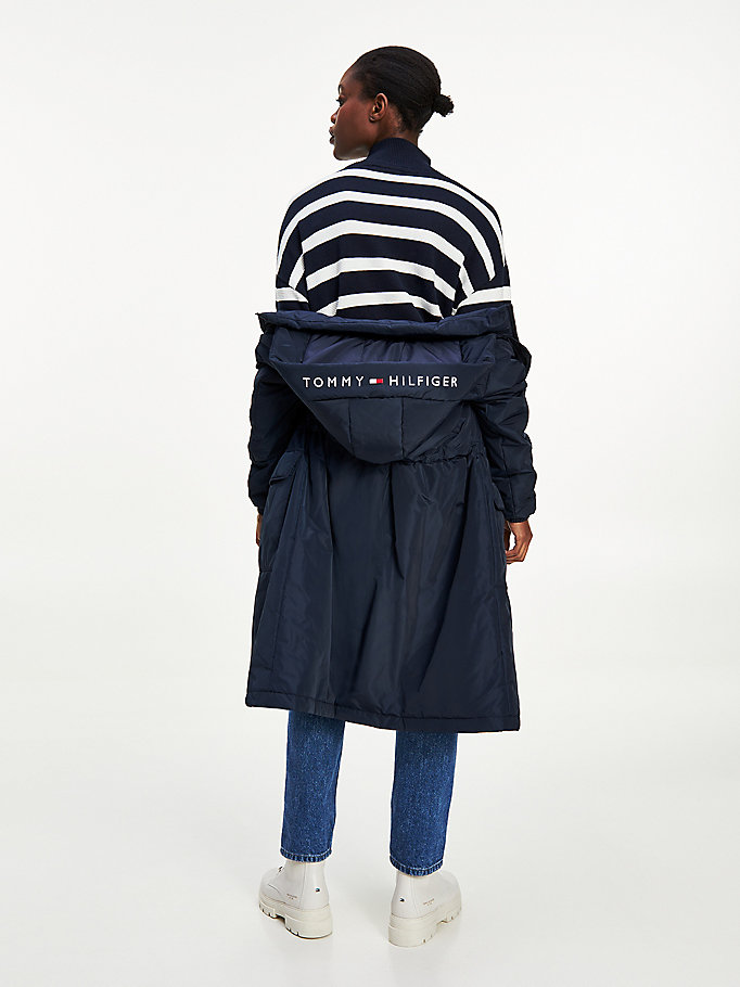 Tommy Hilfiger Stripe Mock Organic Bomull Gensere Dame Blå | HOFMKY-451