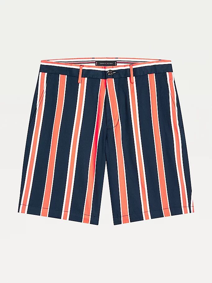 Tommy Hilfiger Stripe Organic Bomull Slim Fit Shorts Herre Blå | TBDHLF-634