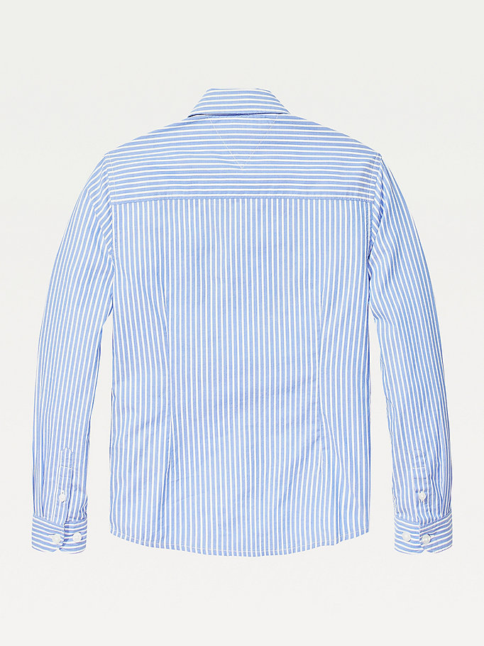 Tommy Hilfiger Stripe Oxford Skjorte Gutt Blå | BVCTEQ-623