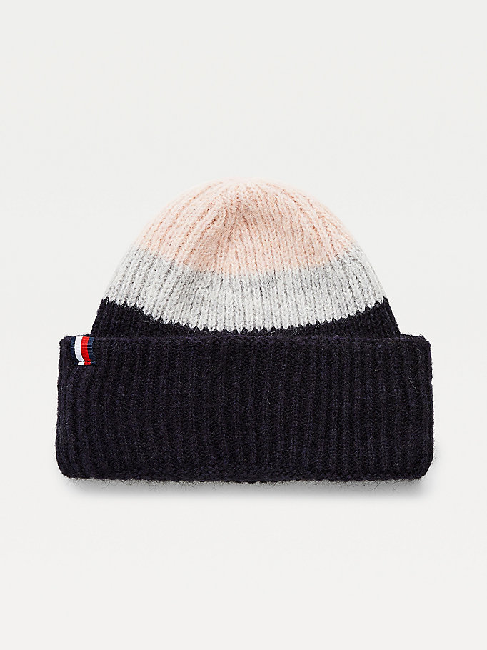 Tommy Hilfiger Stripe Rib-Knit Beanie Hatt Dame Rosa | ORDKCJ-730