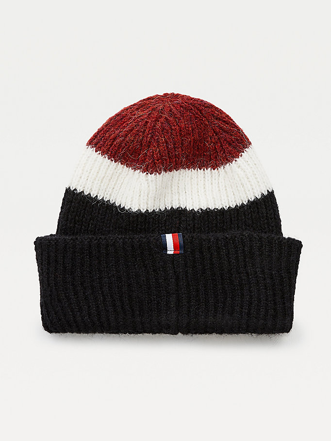 Tommy Hilfiger Stripe Rib-Knit Beanie Hatt Dame Blå | YHUGMB-518