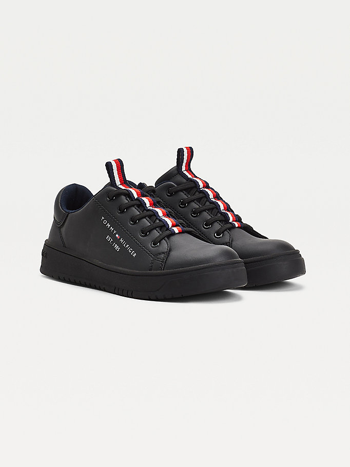 Tommy Hilfiger Stripe Webbing Low- Joggesko Gutt Svarte | WORIMF-592