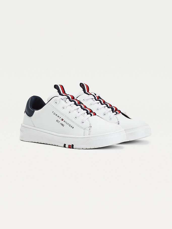 Tommy Hilfiger Stripe Webbing Low- Joggesko Gutt Hvite | YLGKHP-791