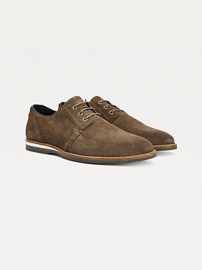 Tommy Hilfiger Summer Semsket Skinn Signature Derbies Snøresko Herre Brune | IZKTDW-719