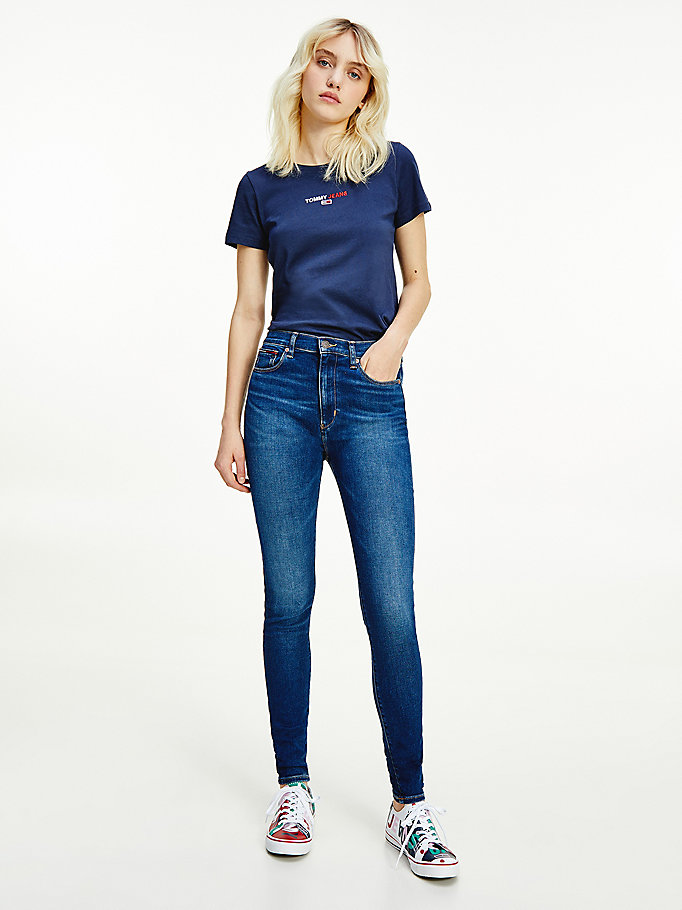 Tommy Hilfiger Sylvia High Rise Turn-Up Skinny Jeans Dame Blå | ANQEYL-548