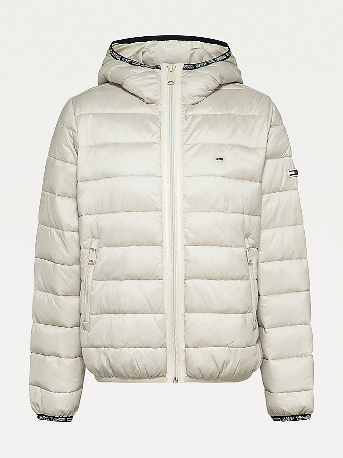 Tommy Hilfiger Tape Detail Quilted Frakker Dame Beige | AOETKQ-238