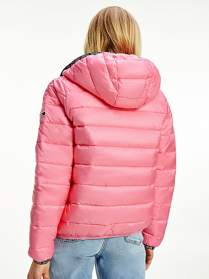 Tommy Hilfiger Tape Detail Quilted Frakker Dame Rosa | HZCPUS-821