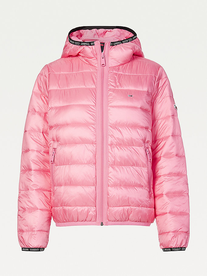 Tommy Hilfiger Tape Detail Quilted Frakker Dame Rosa | HZCPUS-821