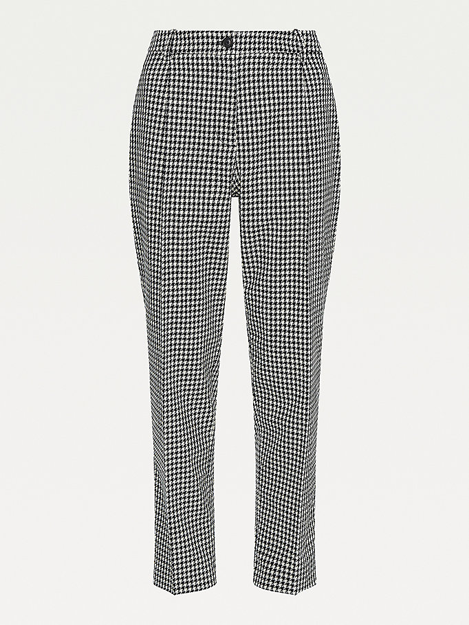 Tommy Hilfiger Tapered Houndstooth Virgin Wool Bukser Dame Blå | EMHSTR-819