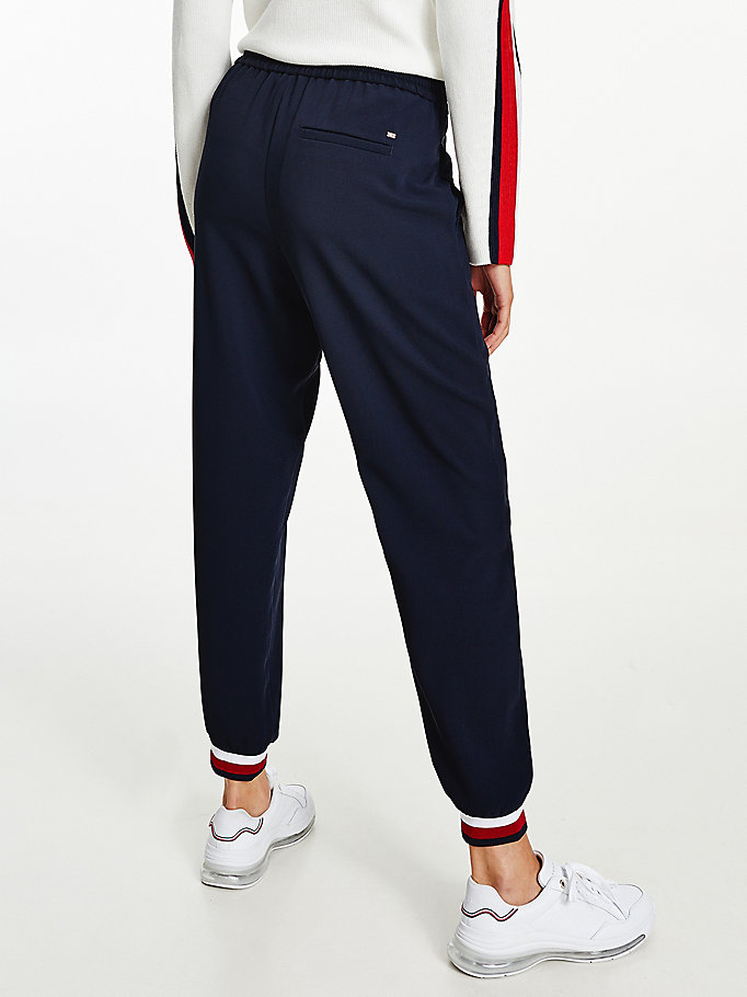 Tommy Hilfiger Tapered Twill Joggers Dame Blå | ZTVPXB-759