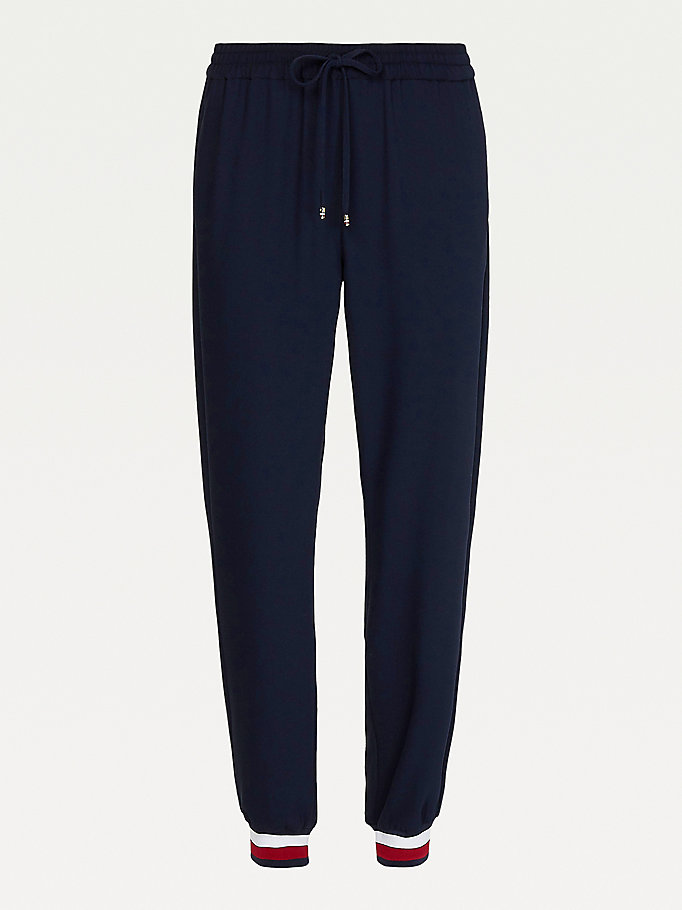 Tommy Hilfiger Tapered Twill Joggers Dame Blå | ZTVPXB-759