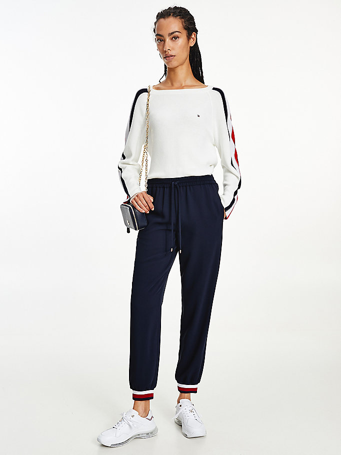 Tommy Hilfiger Tapered Twill Joggers Dame Blå | ZTVPXB-759