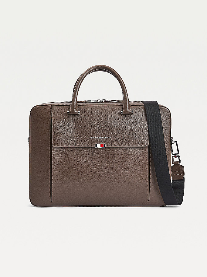 Tommy Hilfiger Th Business Lær Laptop Veske Herre Brune | AKRXST-186