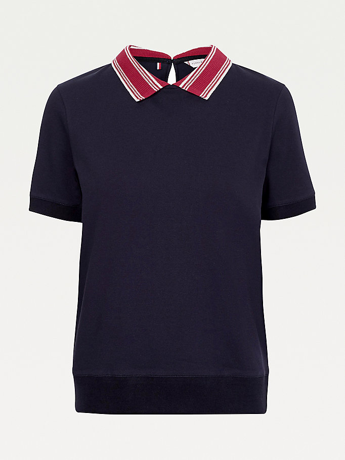 Tommy Hilfiger Th Cool Keyhole Polo T Skjorte Dame Blå | QKTHWN-521