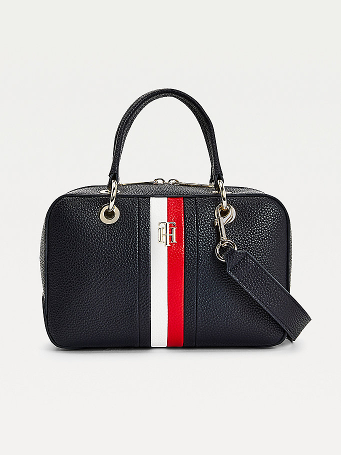 Tommy Hilfiger Th Essence Signature Medium Satchel Bag Dame Blå | DBNLJW-405