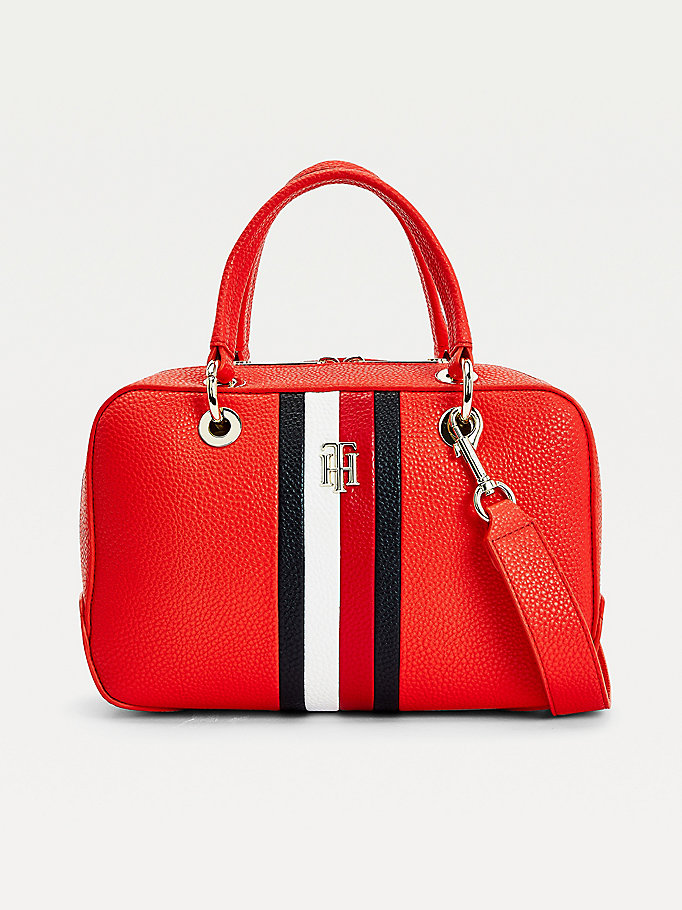 Tommy Hilfiger Th Essence Signature Medium Satchel Bag Dame Rød | POCHGV-012