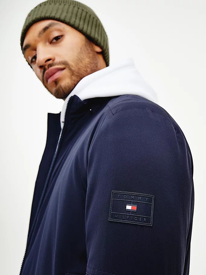 Tommy Hilfiger Th Flex Concealed Hood Filled Jakke Herre Blå | UTQSCK-537