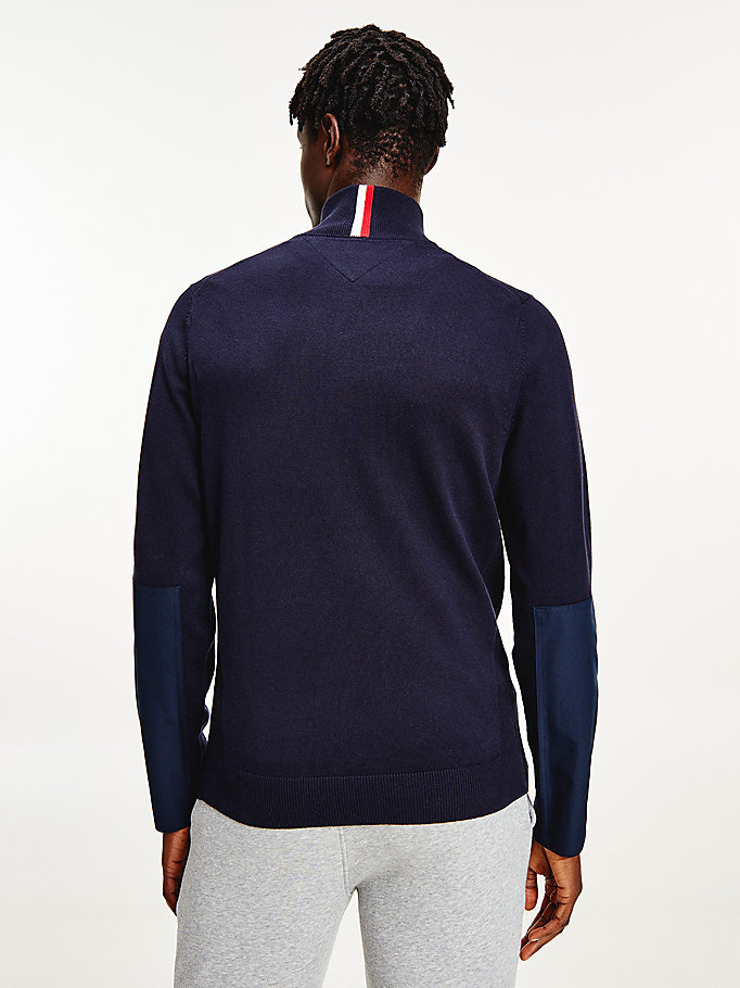 Tommy Hilfiger Th Flex Contrast Placket Half-Zip Gensere Herre Blå | BGIXQJ-618