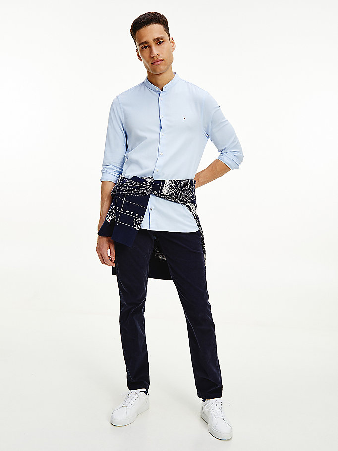 Tommy Hilfiger Th Flex Dobby Slim Fit Skjorte Herre Blå | FKMQPD-936