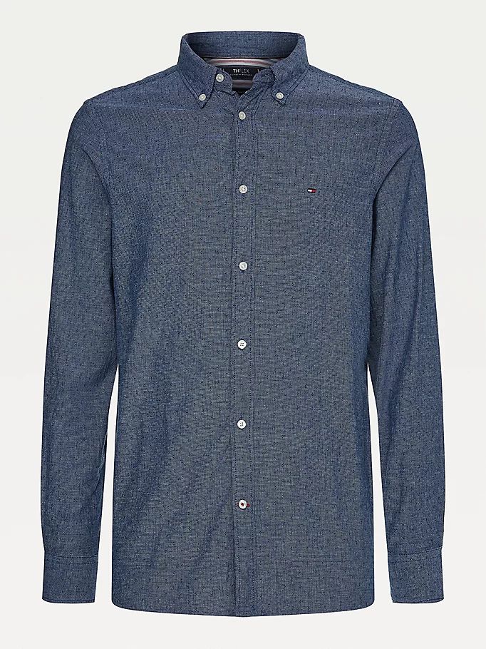 Tommy Hilfiger Th Flex Dobby Slim Fit Skjorte Herre Blå | IMUVHL-573