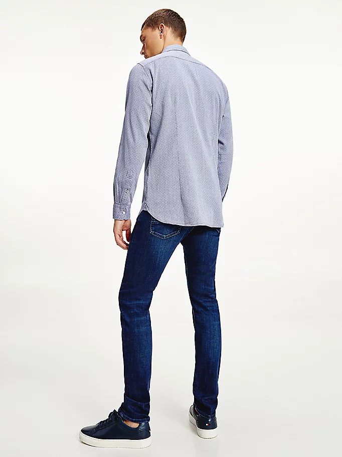 Tommy Hilfiger Th Flex Seersucker Slim Fit Skjorte Herre Blå | KPUREO-134