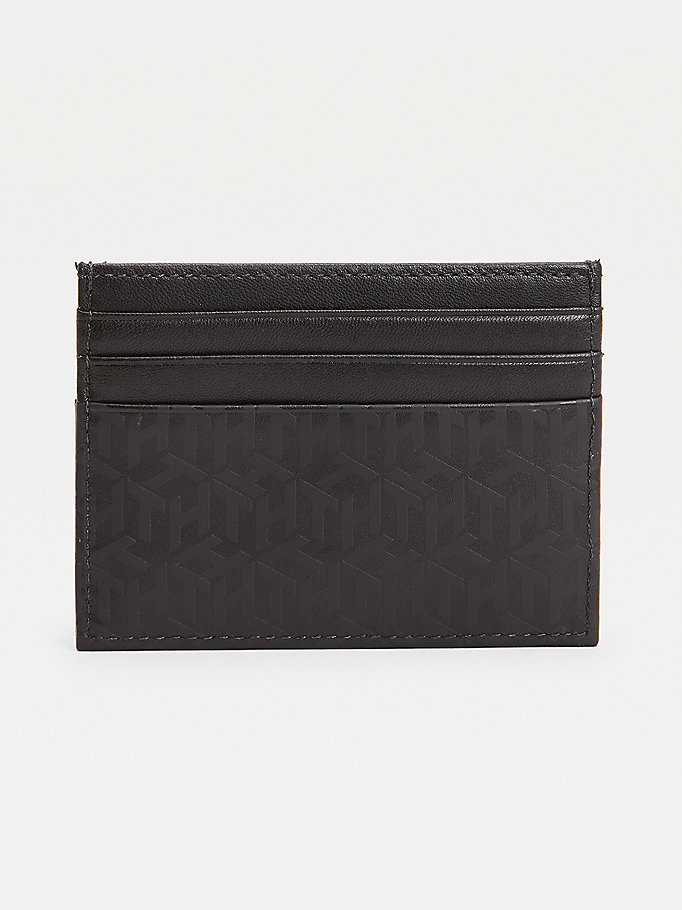 Tommy Hilfiger Th Monogram Lær Card Holder Lommebok Herre Svarte | YAVSZH-806