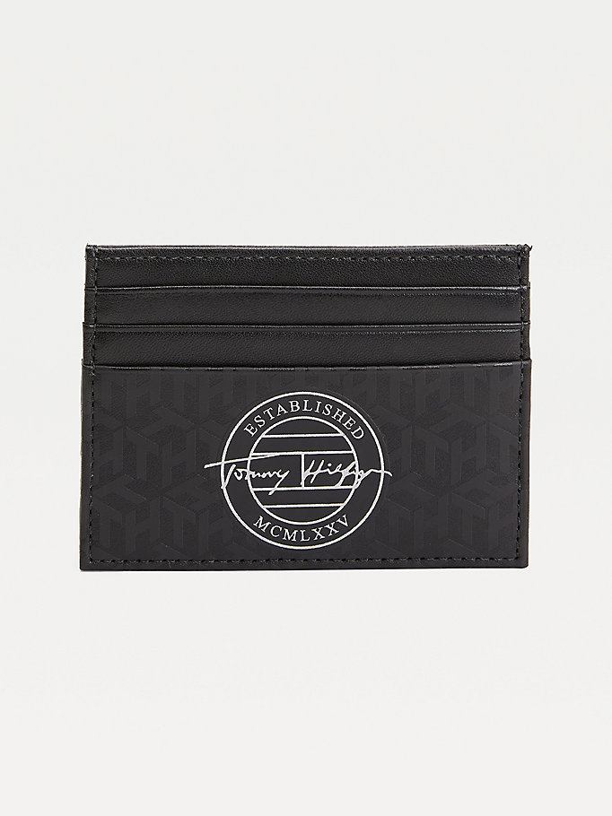 Tommy Hilfiger Th Monogram Lær Card Holder Lommebok Herre Svarte | YAVSZH-806