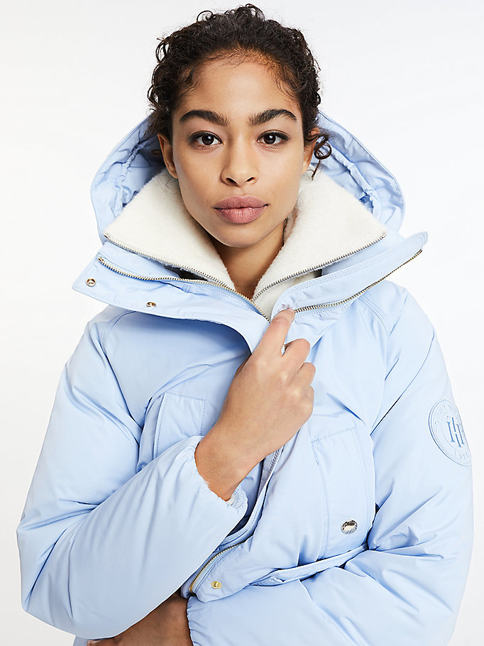 Tommy Hilfiger Th Protect Recycled Down Puffer Frakker Dame Blå | HGNKYR-278