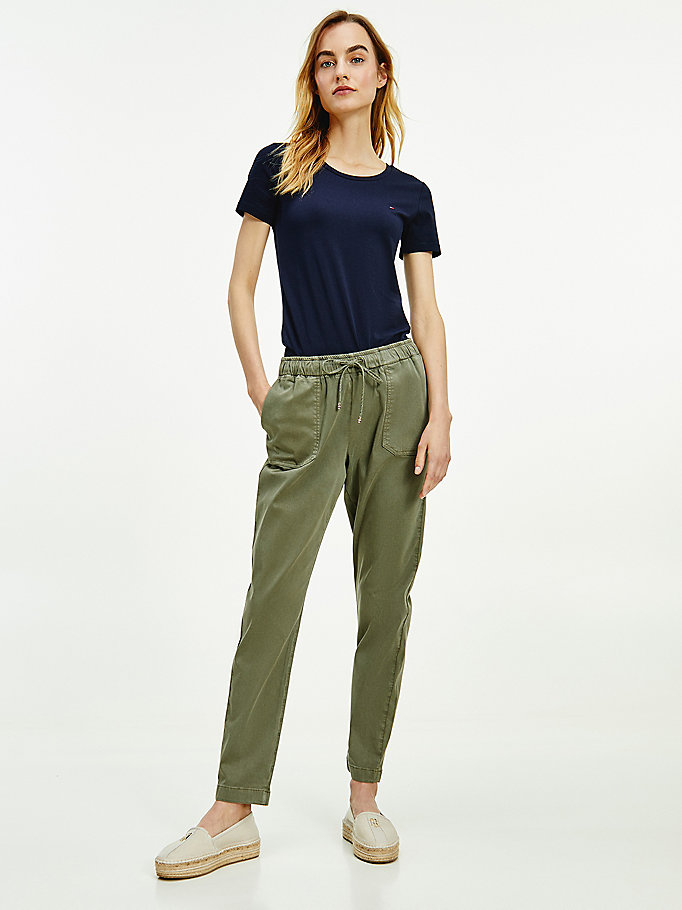 Tommy Hilfiger Th Soft Tapered Bukser Dame Grønn | DUWFOT-216