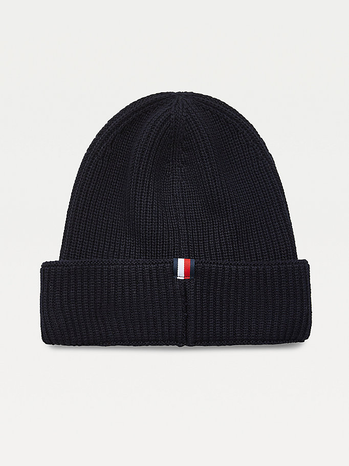 Tommy Hilfiger Th Tech Knitted Badge Beanie Hatt Herre Blå | BICVTW-824