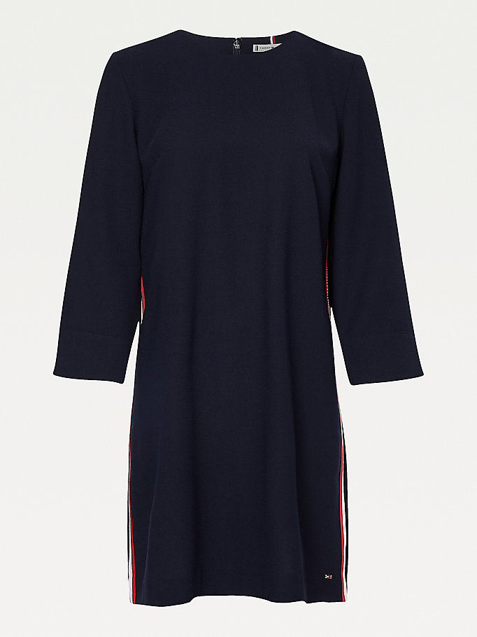 Tommy Hilfiger Three-Quarter Sleeve Shift Kjoler Dame Blå | BOCWZT-307