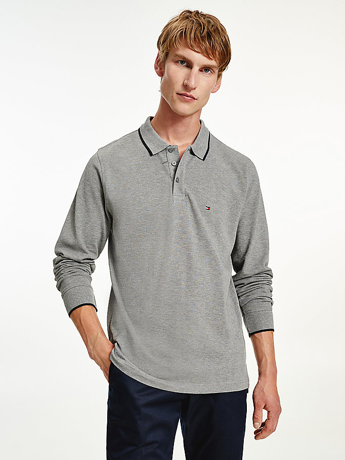 Tommy Hilfiger Tipped Long Sleeve Regular Fit Polo T Skjorte Herre Grå | DREOAL-573