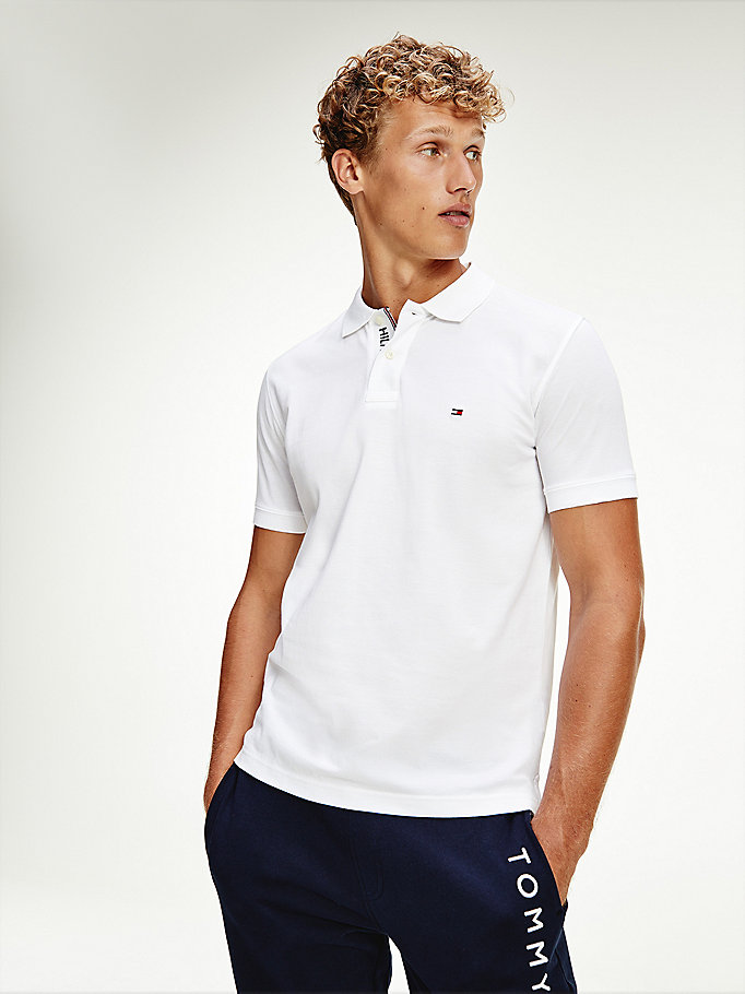 Tommy Hilfiger Under Placket Logo Hilfiger Polo T Skjorte Herre Hvite | XHCNJR-426