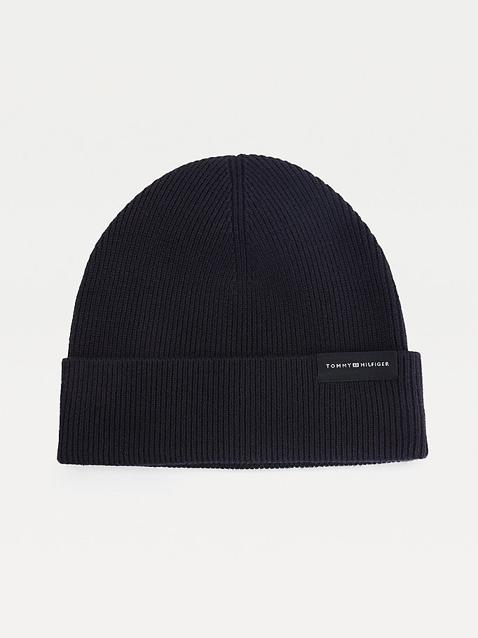 Tommy Hilfiger Uptown Wool Bomull Beanie Hatt Herre Blå | ARXWYL-396