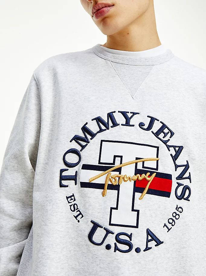 Tommy Hilfiger Usa Logo Crew Neck Sweatshirt Herre Grå | VCPOUD-506