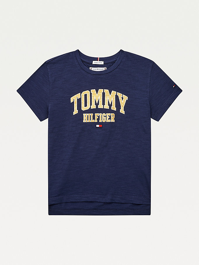 Tommy Hilfiger Varsity Organic Bomull T-skjorte Jente Blå | IQBHES-486