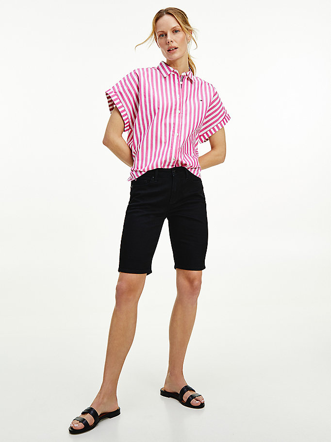 Tommy Hilfiger Venice Mid Rise Black Shorts Dame Blå | VBGIUZ-183