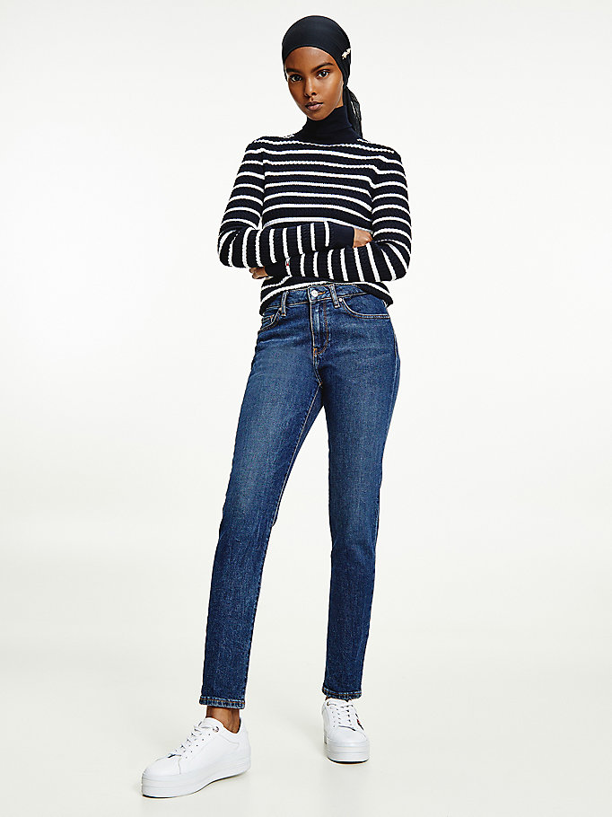 Tommy Hilfiger Venice Mid Rise Slim Jeans Dame Blå | MZKCUN-719