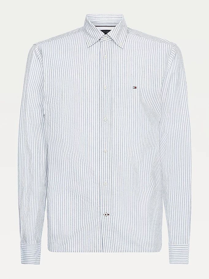 Tommy Hilfiger Vertical Stripe Regular Fit Skjorte Herre Blå | ZIYGRX-169