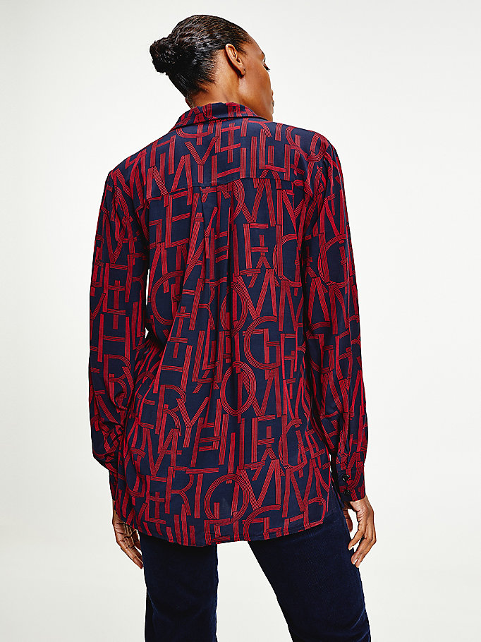 Tommy Hilfiger Viscose Regular Fit Printed Skjorte Dame Rød | UEABTQ-312