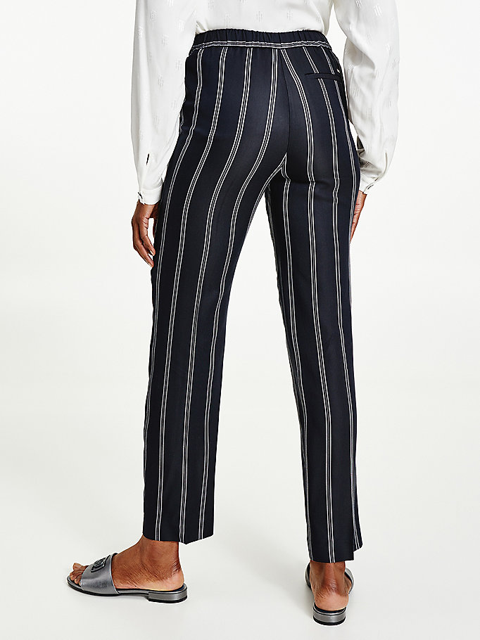 Tommy Hilfiger Viscose Stripe Tapered Joggers Dame Svarte | FUTGHW-402