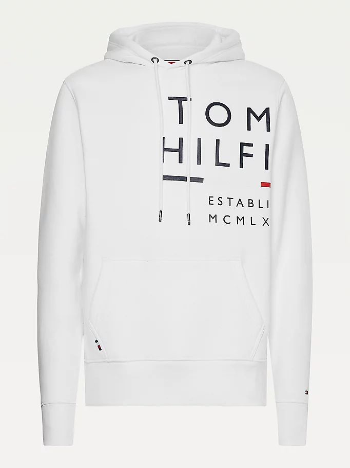 Tommy Hilfiger Wraparound Logo Fleece Hettegensere Herre Hvite | QIUBSC-273