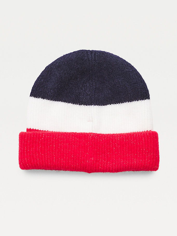 Tommy Hilfiger Youth Colour-Blocked Wool Blend Beanie Hatt Gutt Blå | FEWDYT-589