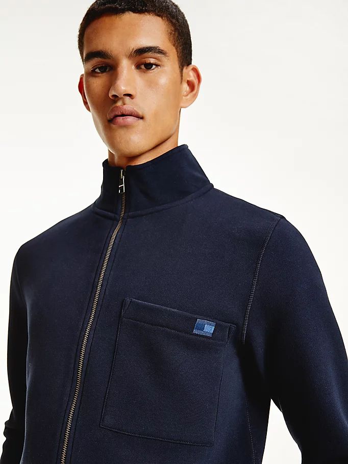 Tommy Hilfiger Zip-Thru Peached Fleece Hettegensere Herre Blå | TKPXMO-945