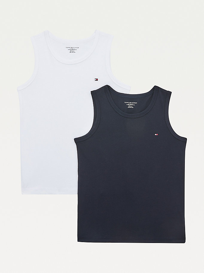 Tommy Hilfiger 2-Pack Flag Embroidery Tank T-skjorte Gutt Hvite | ISCRVJ-857