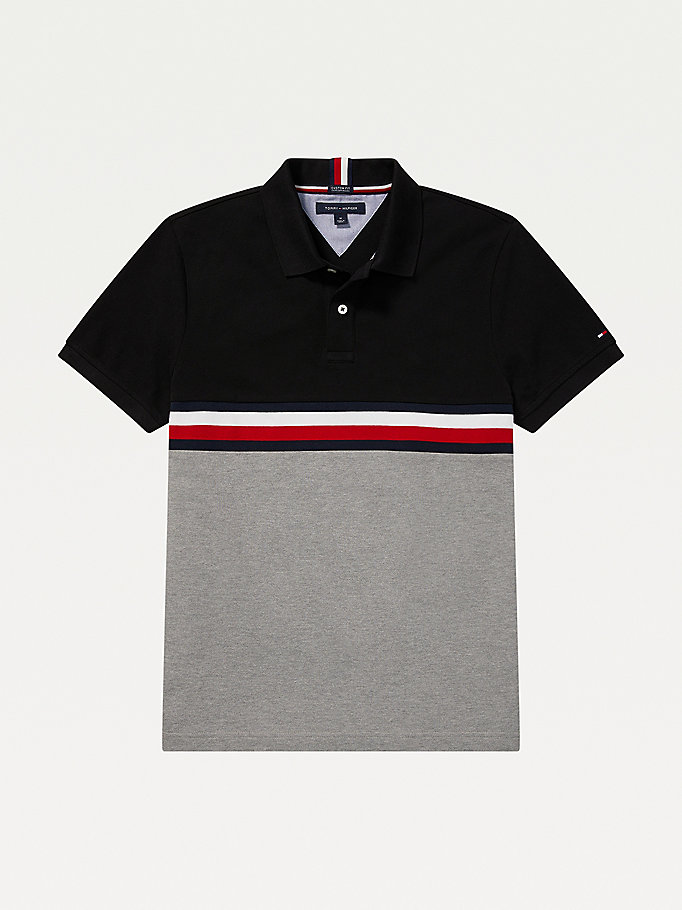 Tommy Hilfiger Adaptive Colour-Blocked Detail Custom Fit Polo T Skjorte Herre Svarte | UDHNRY-028