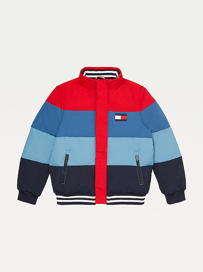 Tommy Hilfiger Adaptive Colour-Blocked Quilted Regatta Jakke Gutt Blå | KDJGHV-205