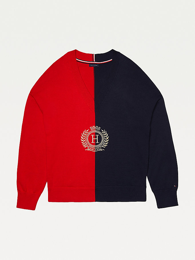 Tommy Hilfiger Adaptive Crest Embroidery Gensere Dame Blå | ZOVHEY-629