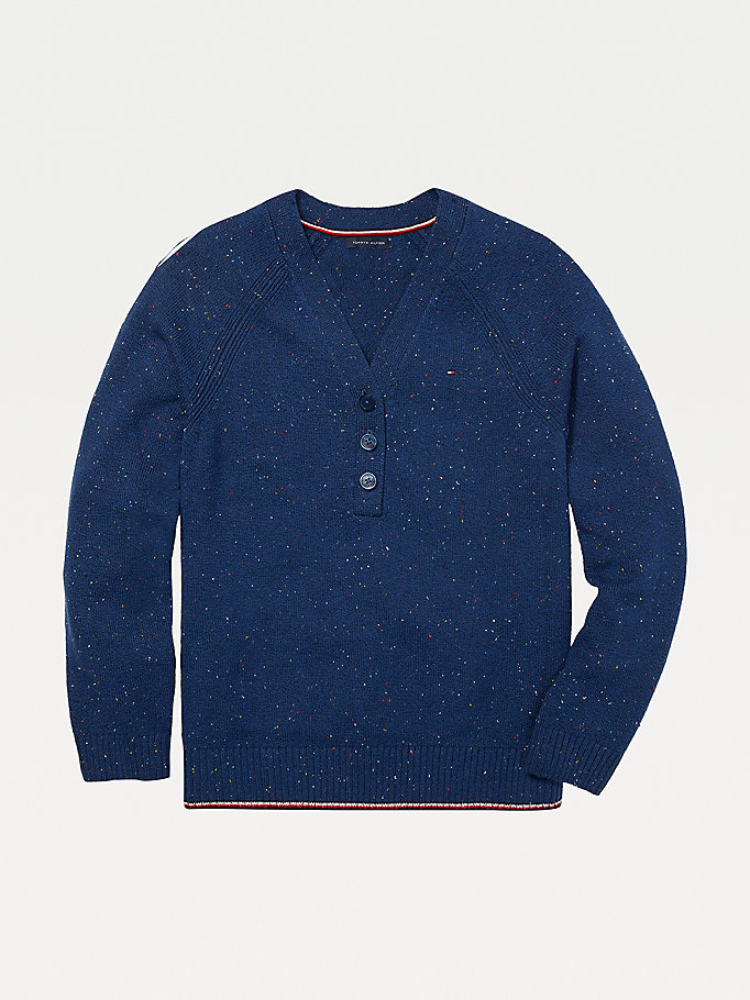 Tommy Hilfiger Adaptive Donegal Henley Gensere Dame Blå | LEUWHZ-840