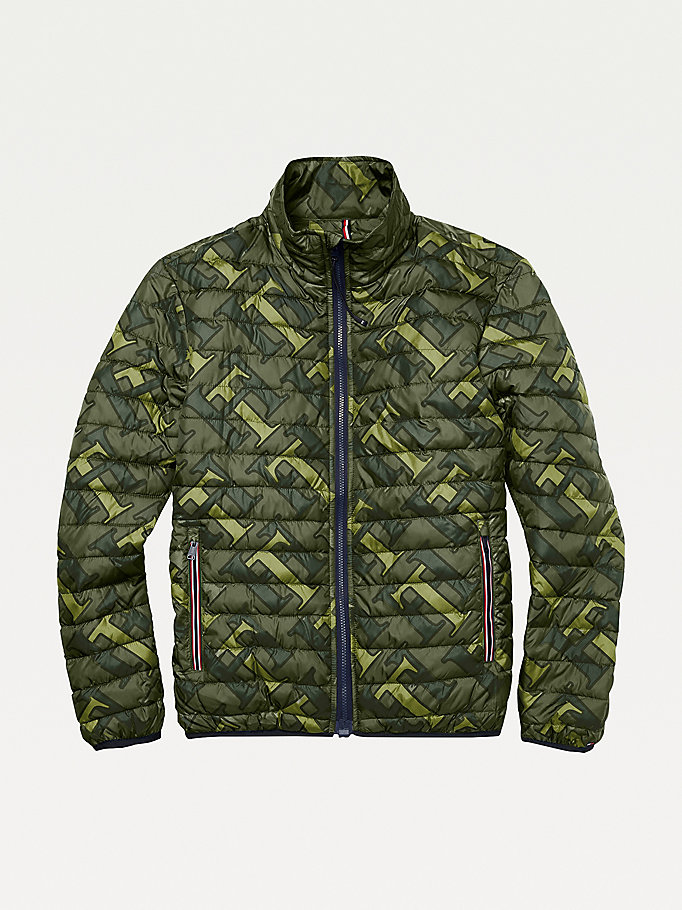 Tommy Hilfiger Adaptive Monogram Puffer Jakke Herre Grønn | QZSNDK-243